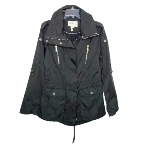 BCBGeneration Black Nylon Trench Hidden Hooded Anorak Coat - Picture 1 of 7
